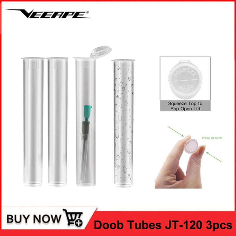 10 шт./партия Veeape контейнеры для сигарет doob tubes 120 мм прозрачные пластиковые Vape
