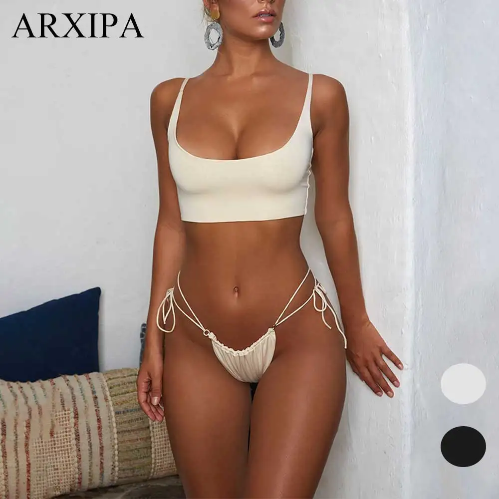 ARXIPA 2018 новые женские сексуальные стринги бикини с галстуком бабочкой g купальник