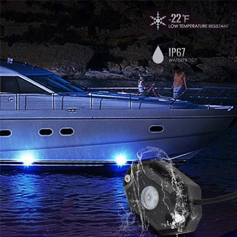 H2CNC RGB светодиодный Pod Рок Огни Bluetooth многоцветный приложение неоновые IP67 светодиодный светильник комплект 4/6/8 накладки для Jeep грузовых автомобилей ATV внедорожник автомобиль Лодка