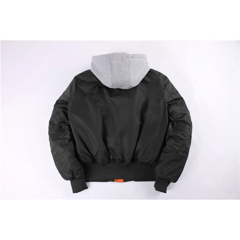 Spring Black Jacket Весенняя тонкая куртка-бомбер Ma1 со съемным капюшоном, Мужская Весенняя Классическая куртка-пилот MA-1 большого размера, Мужская ветровка в стиле хип-хоп для женщин - Цвет: Spring Black Jacket