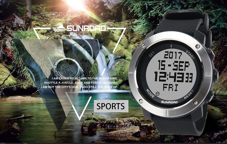 SUNROAD Мужские Цифровые спортивные часы-Бег Плавание Туризм Альпинизм Reloj водонепроницаемые секундомер наручные часы секундомер таймер
