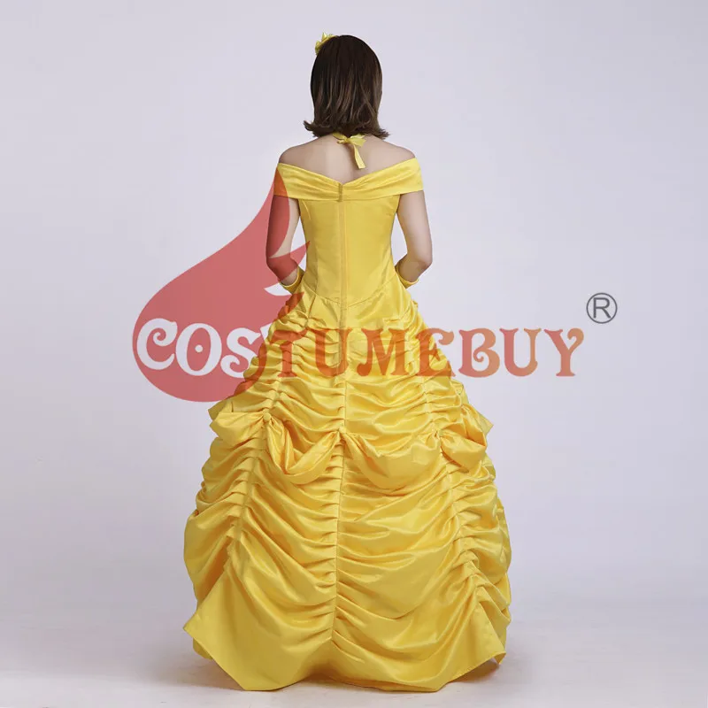 Costumebuy Красавица и Чудовище Необычные костюмы для косплея принцессы Belle Adult Для женщин платья Вечерние Хэллоуин костюм желтый