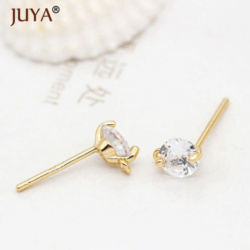 Diy серьги Ювелирные компоненты гипоаллергенный стержень серьги-Крючки микро-инкрустированные цирконием 14 K настоящее золото серьги аксессуары