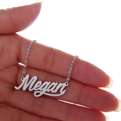 Женское колье с надписью Megan Name золотистого цвета из нержавеющей стали NL2386|letter