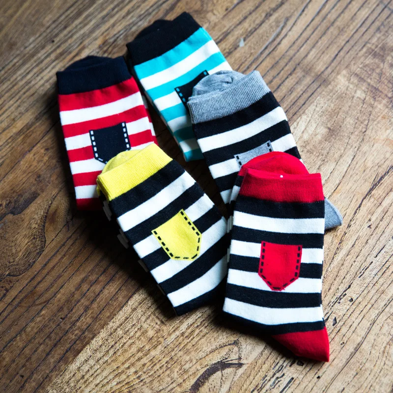 10 Пар/лот Новый человек в мужские носки мода карманные полоса оптом