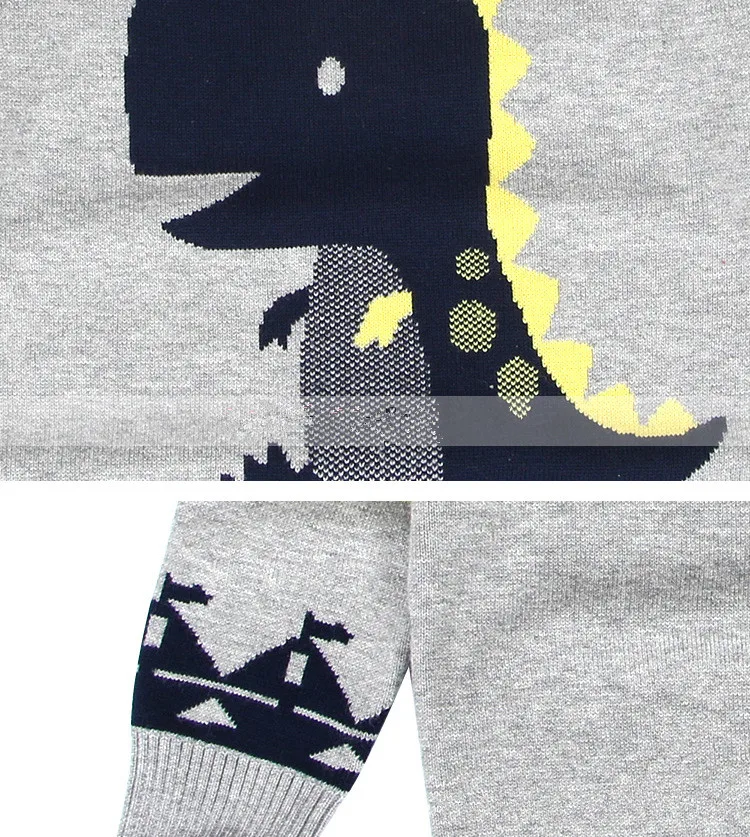 Autumn Winter Hot Sale Baby Boys Clothes Sweater Pattern Cartoon Dinosaur Cotton Soft Pullover Preppy Style Student Sweater