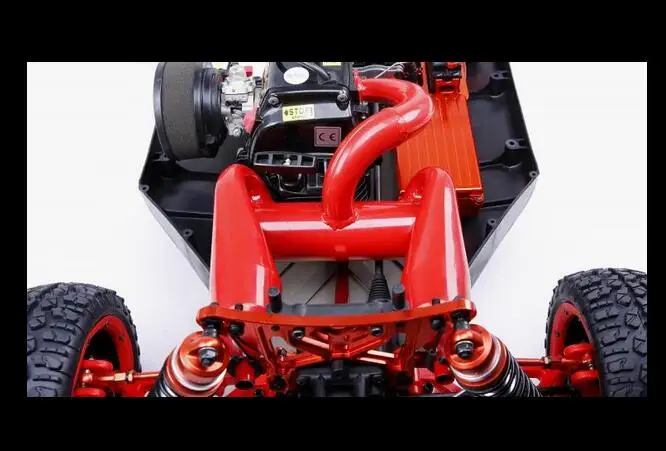 Красная выхлопная труба с двойным отверстием для Losi 5ive-T LOSB0019 Rovan LT MINI WRC KM X2 DDT QL-5T gas