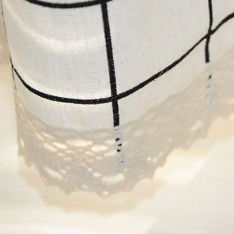American Country Plaid Cotton Linen Curtain Fabric Bay Window Short Half Shading Bedroom Partition Kitchen ML27A | Дом и сад