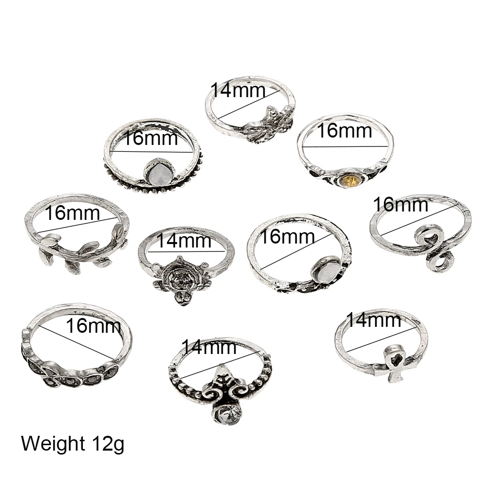 XIYANIKE Vintage 10 Pieces/Lot Turkish Knuckle Rings Geometric Tortoise Color Midi Sets Jewelry For Women Gift R94 | Украшения и