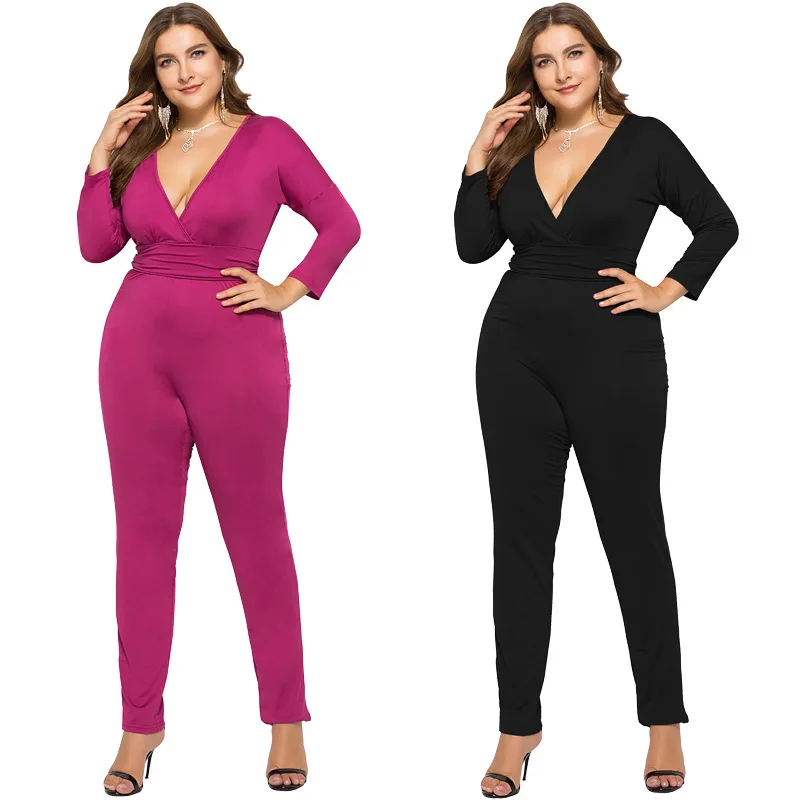 TUHAO осень размера плюс 4XL 3XL большой женский комбинезон комбинезоны сплошной сексуальный комбинезон большой размер Macacao длинные штаны LMTL
