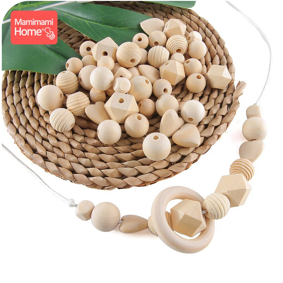 

45pc Baby Teether Wooden Beads Making Nursing Bracelet Necklace DIY Crafts Beech Teething Wooden Rodent Blank Children'S Goods