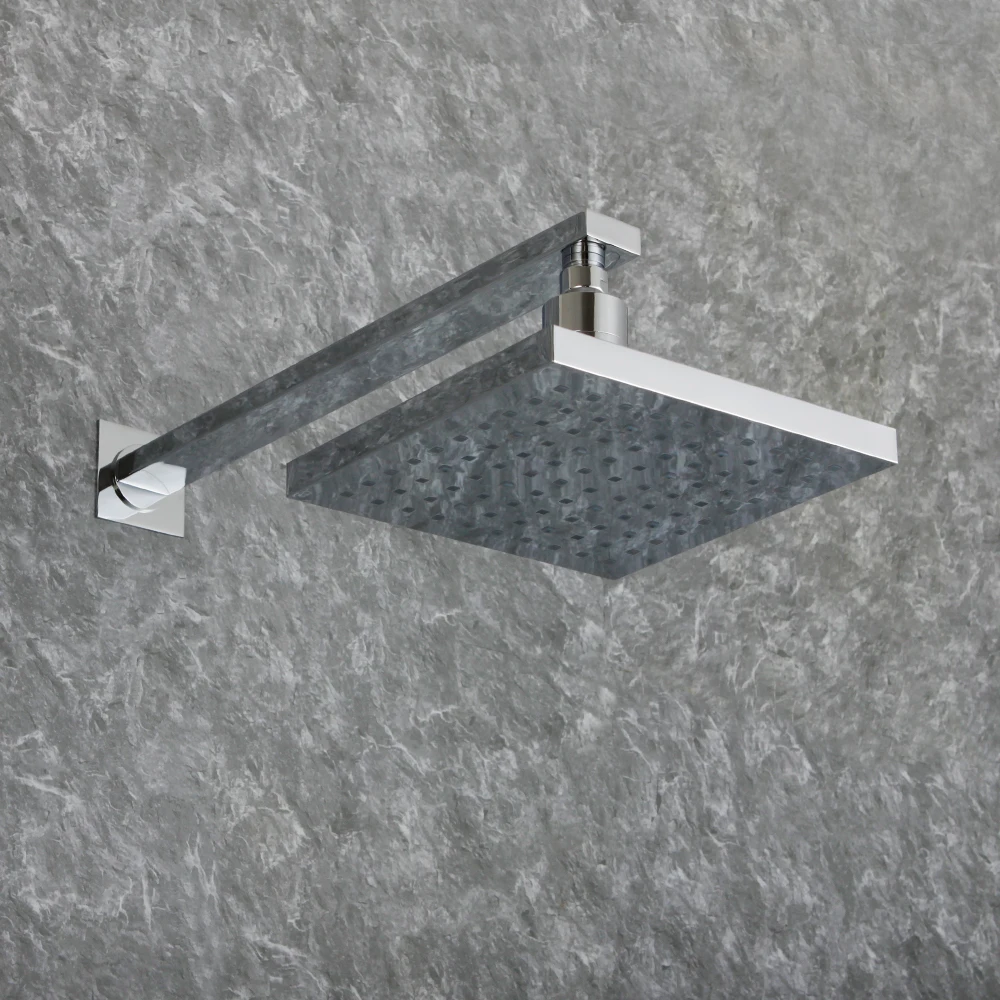 

SKOWLL Bathroom Faucet LED Rainfall Shower Faucets Bath Mixer Shower Taps Wall Mounted Color-Changing Shower Head Square HG-8402
