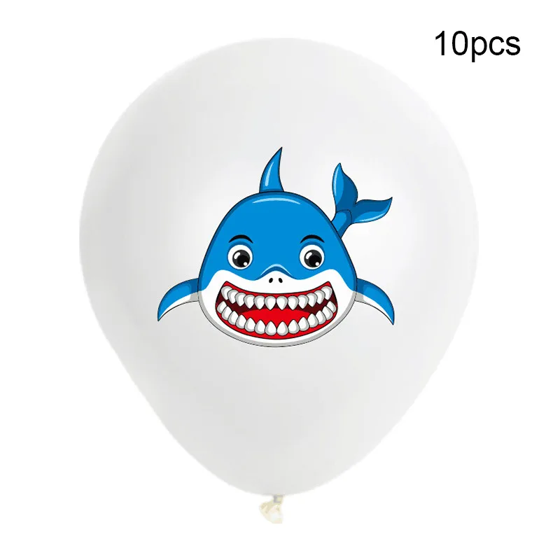 white shark 10 дюймов милый улыбка Акула воздушный шар "Конфетти" набор мультфильм животных латексный воздушный Глобус детский душ морская тематическая вечеринка на день рождения украшения - Цвет: white shark