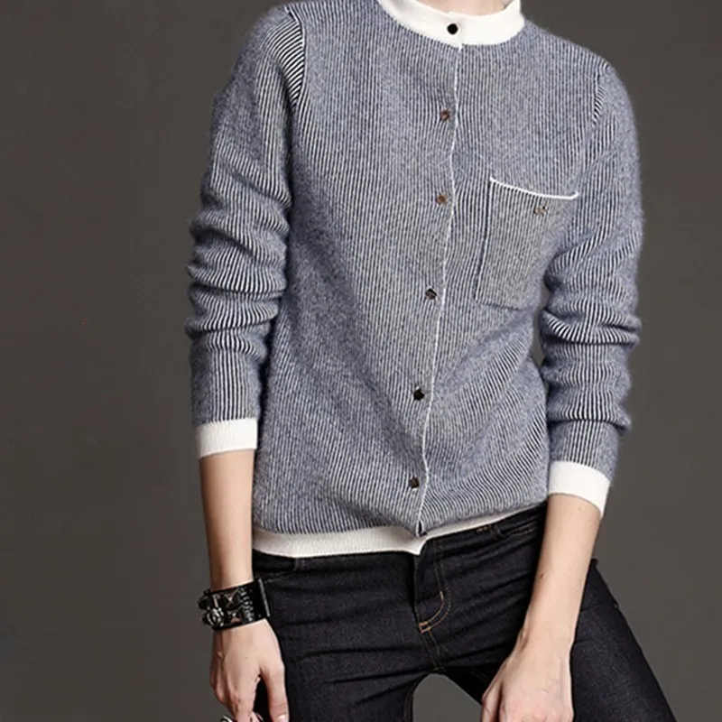 Max LuLu Autumn Fashion Korean Style Ladies Vintage Knitwear Women Striped Knitted Sweater Casual Oversized Turtleneck Cardigans |