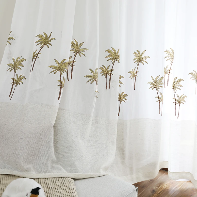 Занавеска из тюля с вышивкой для гостиной пляжа спальни и кухни|Занавески| |