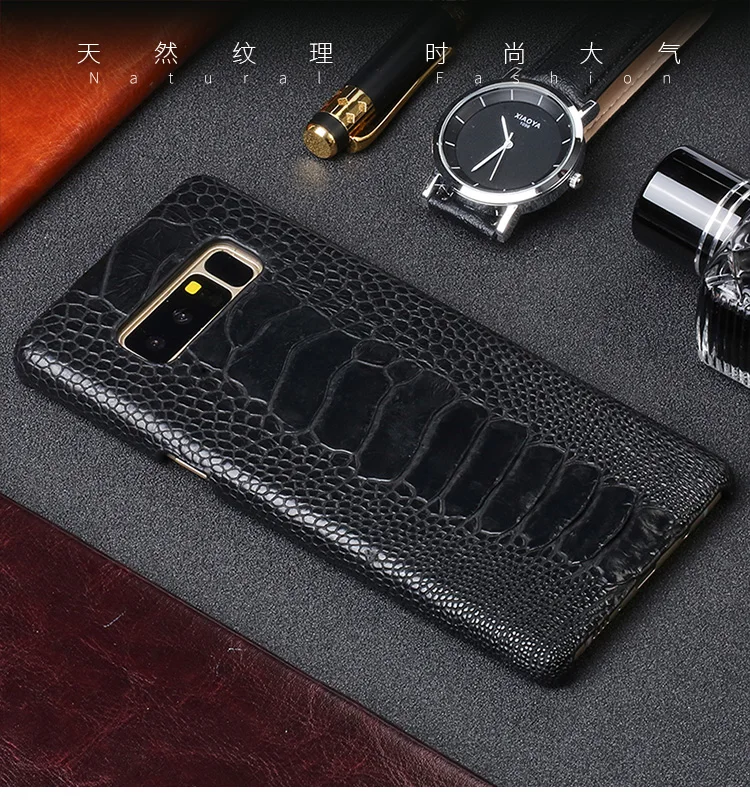 Натуральный страусовый кожи защитный чехол из натуральной кожи для samsung Galaxy S10 s9 s8 s7 для a70 a50 a40 a30 a8 a7 note 8, 9 S10 E S10 Plus S8 Plus S7 Edge S9 Plus Note 10 9 8 Note 10 Plus A10 A20 A40 A60 J6