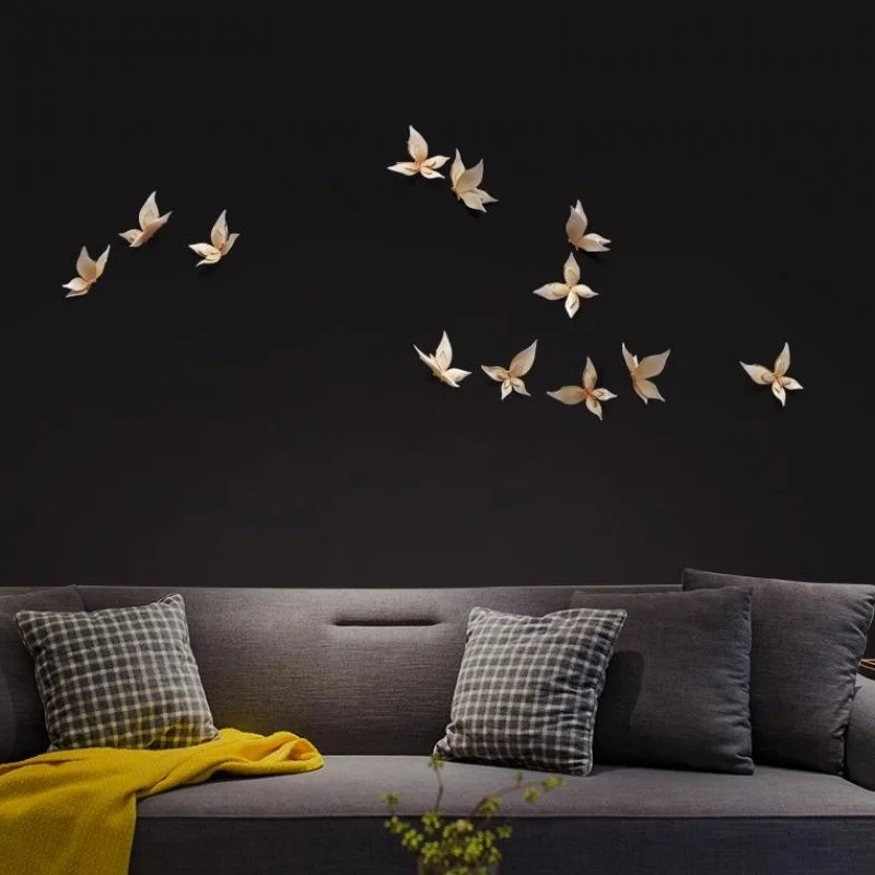 

3D Embossed Resin Flowers Home Wall Hanging Butterfly Crafts Wall Background Mural Ornament Wedding Livingroom Wall Decor R724