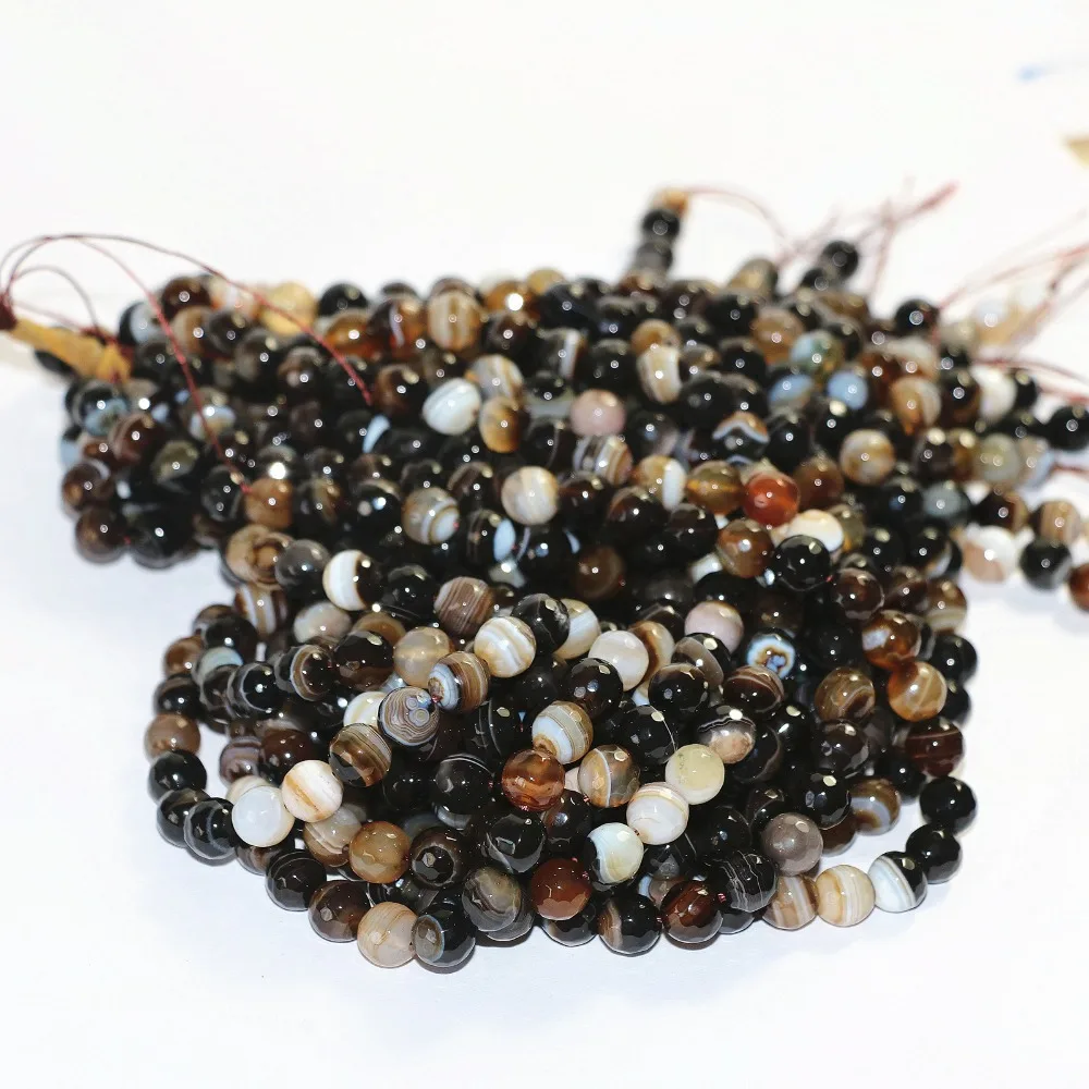 

Natural Gray Brown Fringe Carnelian Stone Agat Onyx 6mm 8mm 10mm 12mm Faceted Round Loose Beads Jewelry Findings 15inch A14