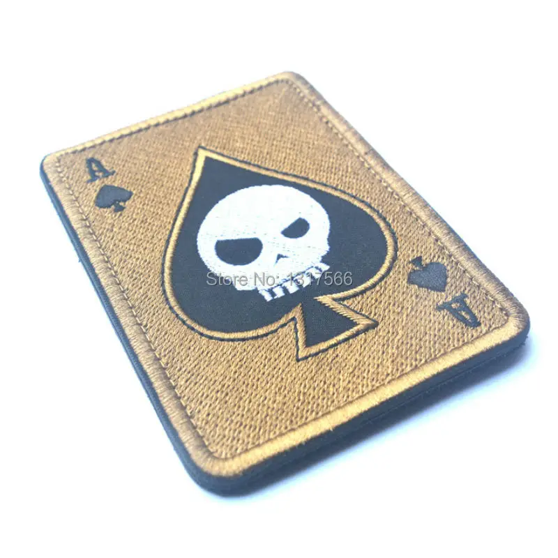 Вышитая эмблема карточка в изображением черепа покера Ace of Spades нашивки вышивка с военной тематикой нашивка с группой крови патч для верхней одежды крышка сумка