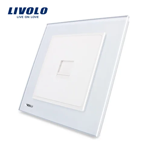 White Livolo Британский стандарт стеной Компьютерная/дата/сетевой разъем, рыцарь Черный Защитная пленка из закаленного стекла класса люкс для панель, VL-W291C-11/12/13 - Тип: White