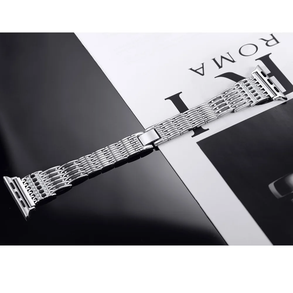 Joyozy для Apple Watch Band 38 мм 42 мм алмазный обруч для Apple Watch series 4 3 2 1 браслет для iwatch ремешок из нержавеющей стали