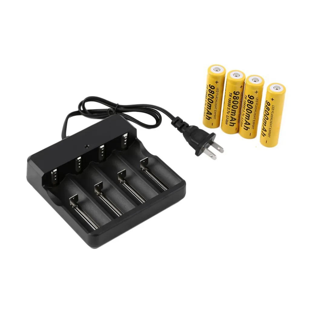 18650 3 7 V 9800mAh ионная аккумуляторная батарея Iithium 4 шт + проводное зарядное