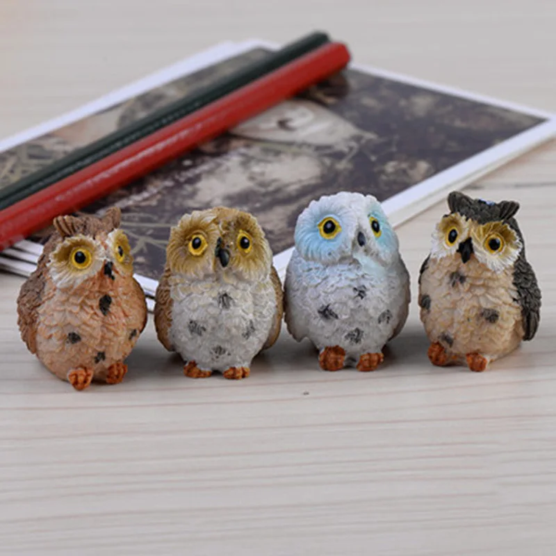 4 шт./компл. милые искусственный Сова фигурки миниатюры Прекрасные Птицы Фея