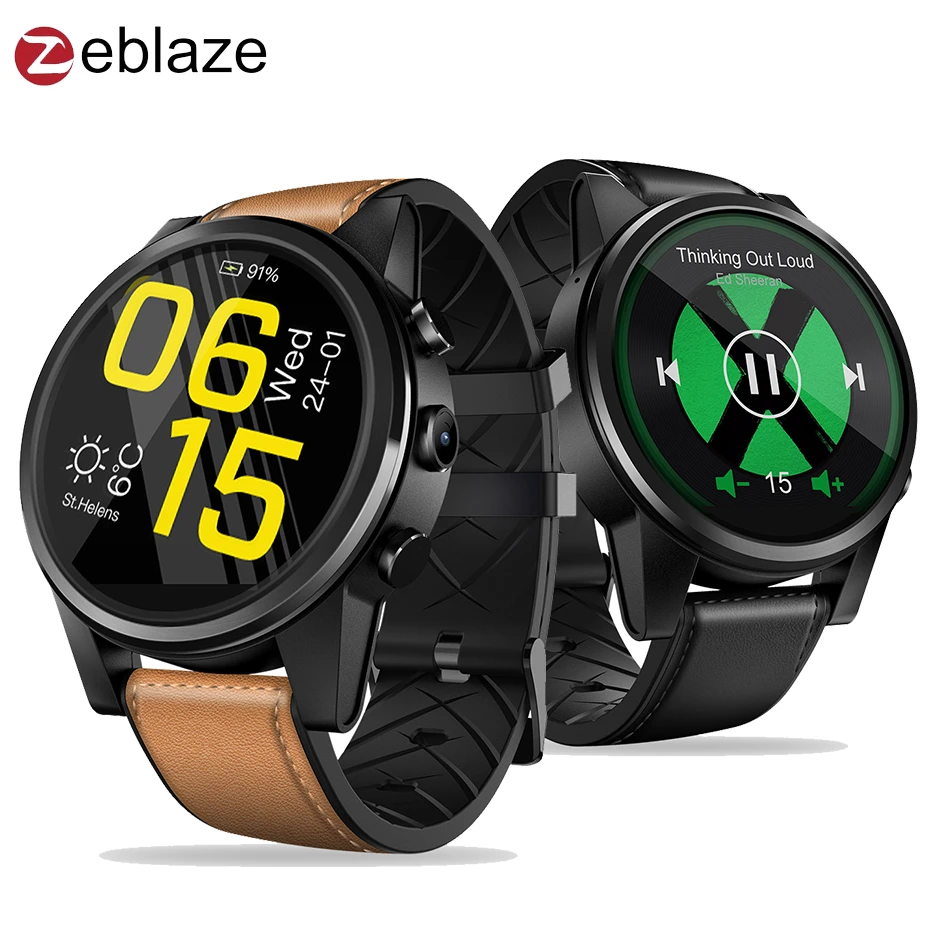 Zeblaze Thor 4 PRO 4G Android смартфон GPS часы мужские гибридные кожаные ремни