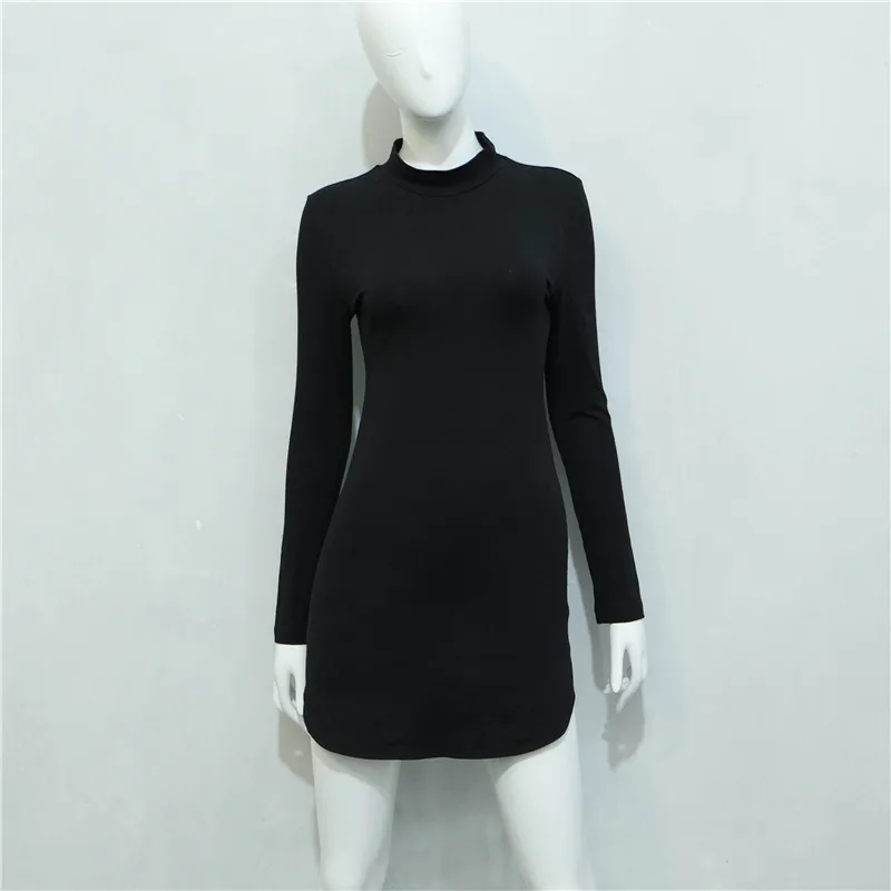 Фото Black High neck autumn Bodycon 2017 Winter Mini Dress Women Office Work Long Sleeve Sexy Robe vestido Женская одежда Black High neck autumn Bodycon 2017 Winter Mini Dress Women Office Work Long Sleeve Sexy Robe vestido Женская одежда