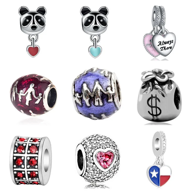 Новинка 2019 Европейский металлический браслет с красным озером синей пандой