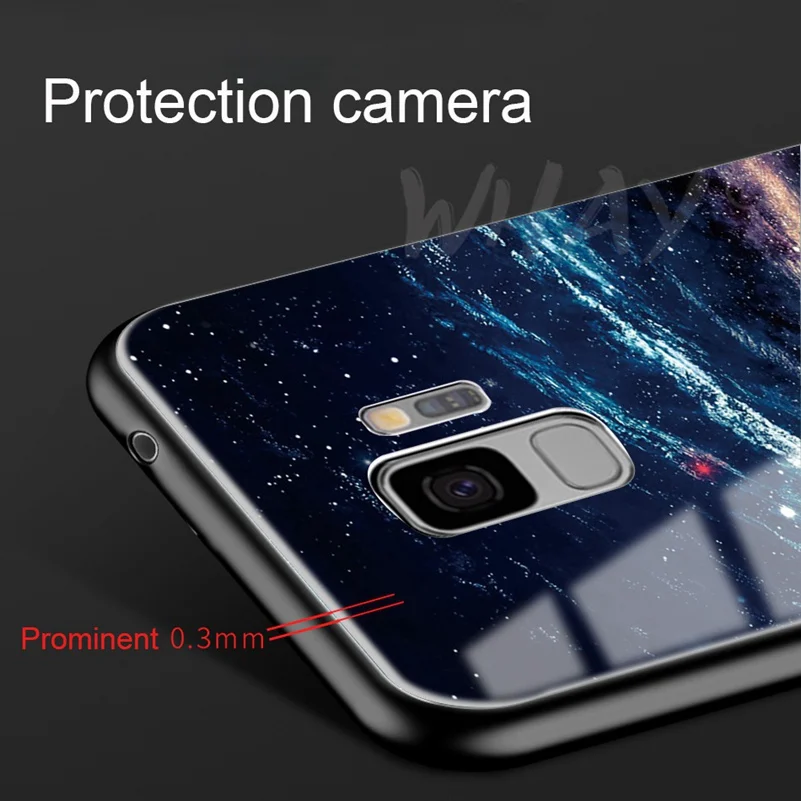 Tempered Glass For Samsung Galaxy S9 Plus Silicone Capa Luxury Patterned Back Case S9Plus Note 8 Note8 Cover |
