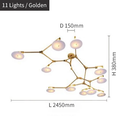 Vintage Modern LED Chandelier Spider Lustre Living room Lighting For Kitchen Restaurant Chandeliers Fixture Lights LED - Цвет абажура: 11 Lights Glod