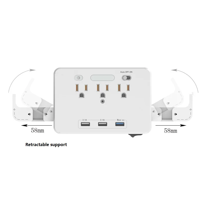 Умная розетка Портативный Путешествия адаптер розетки 3AC США 3USB QC3.0 быстрой