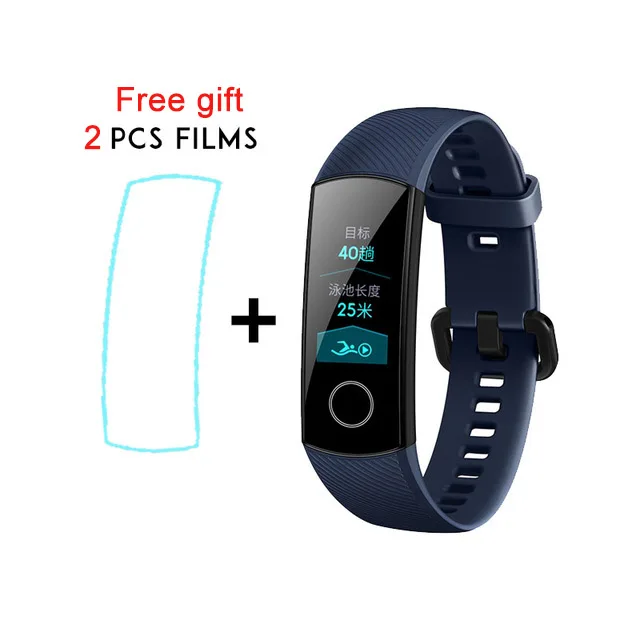 Blue and 2 film Смарт-браслет huawei Honor Band 4 AMOLED 2.5D 0,9" сенсорный экран для плавания с функцией обнаружения пульса и сна - Цвет: Blue and 2 film