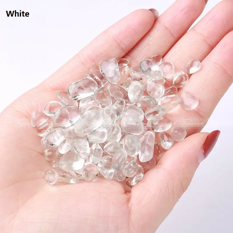 White 100 г 5-8 мм синие стеклянные красные стеклянные камни, галька, полированный камень, аквариум для рыб, хрустальные, любовь - Цвет: White