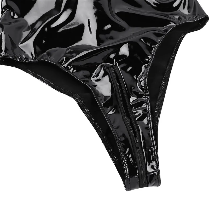 Женское сексуальное цельное боди Wetlook женское белье из лакированной кожи с