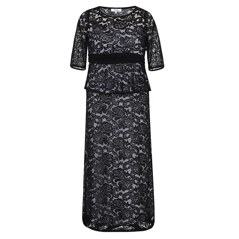 Женское кружевное платье Plusee Осеннее облегающее большого размера с круглым