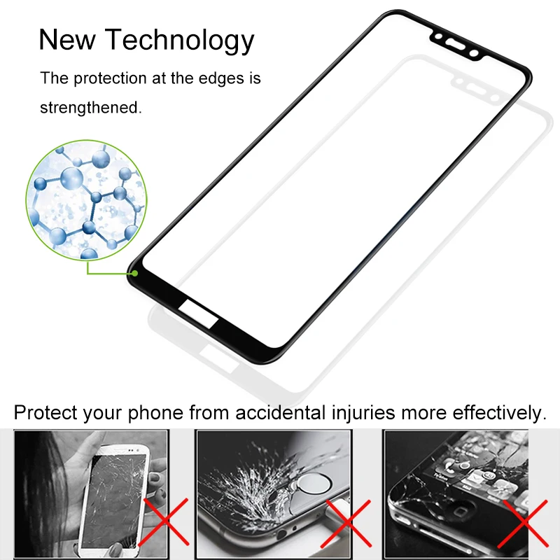 2 шт. 100% оригинальное закаленное стекло с полным покрытием для Huawei Honor 8C защитное 9H