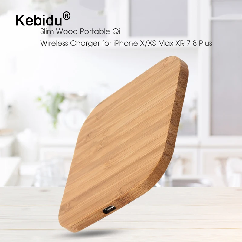 Kebidu портативное деревянное 5 Вт Qi Беспроводное зарядное устройство для Apple iPhone 7 8