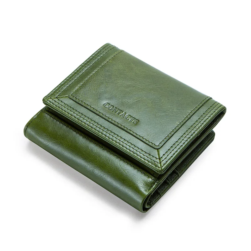 Green Контактный карман для монет женские кошельки из натуральной кожи кошелек женский держатель для карт женский короткий клатч сумка для денег для девочек Carters - Цвет: Green