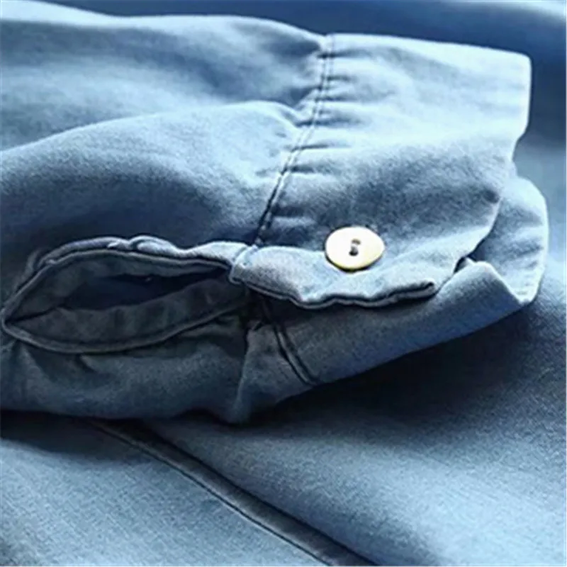 Женское джинсовое платье с вышивкой винтажное однобортное рубашка длинным