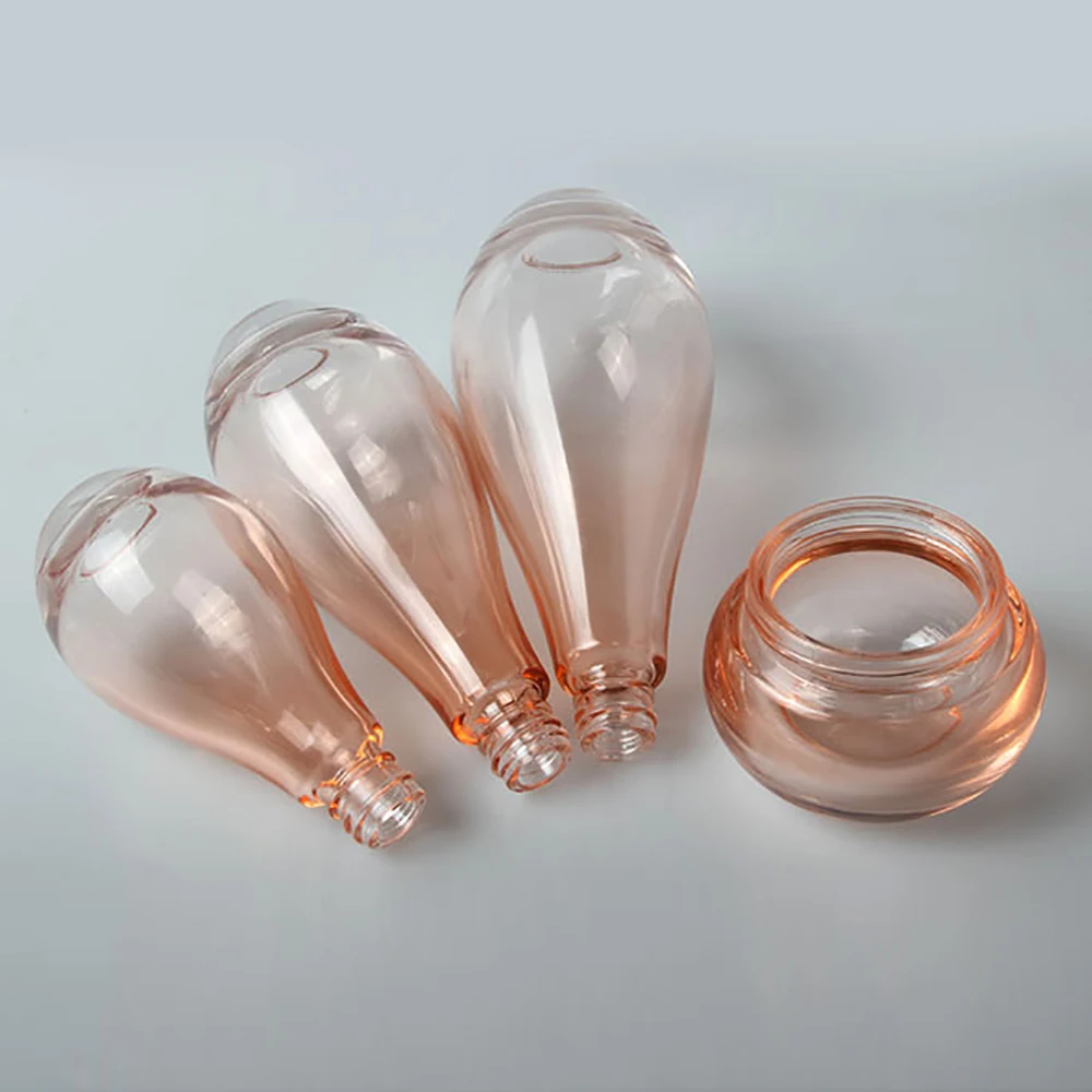 Косметическая упаковка пустая 150 мл розовая/прозрачная стеклянная бутылка для лосьона/спрея с насосом 150 мл парфюмерного спрея.