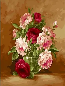 Праздничный Букет пионов для раскрашивания по номерам Раскрашивание на холсте