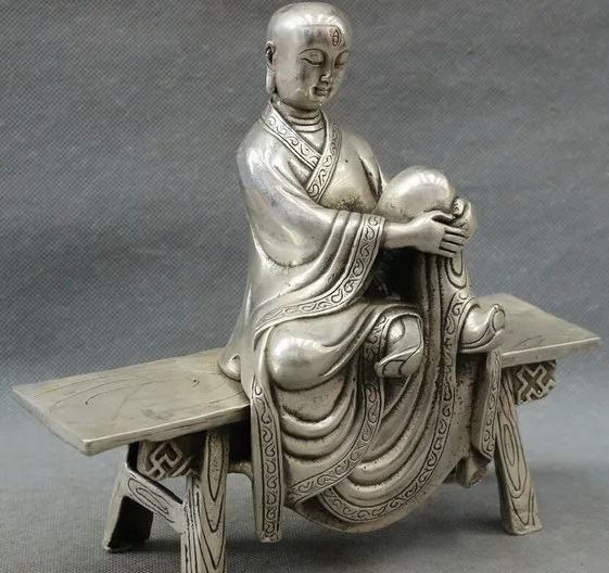 YM 316 8 &quotКитайский серебряный буддийский молитвенный Архат фигурка монаха
