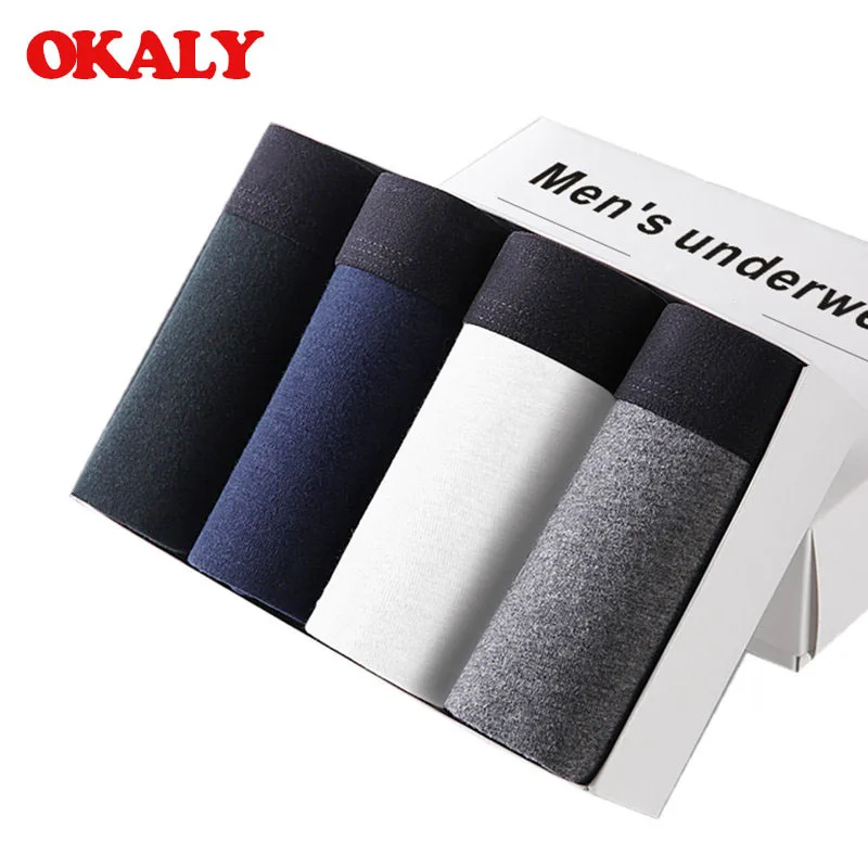 4 шт./лот мужские трусы OKALY хлопковое Мужское нижнее белье боксеры дышащие