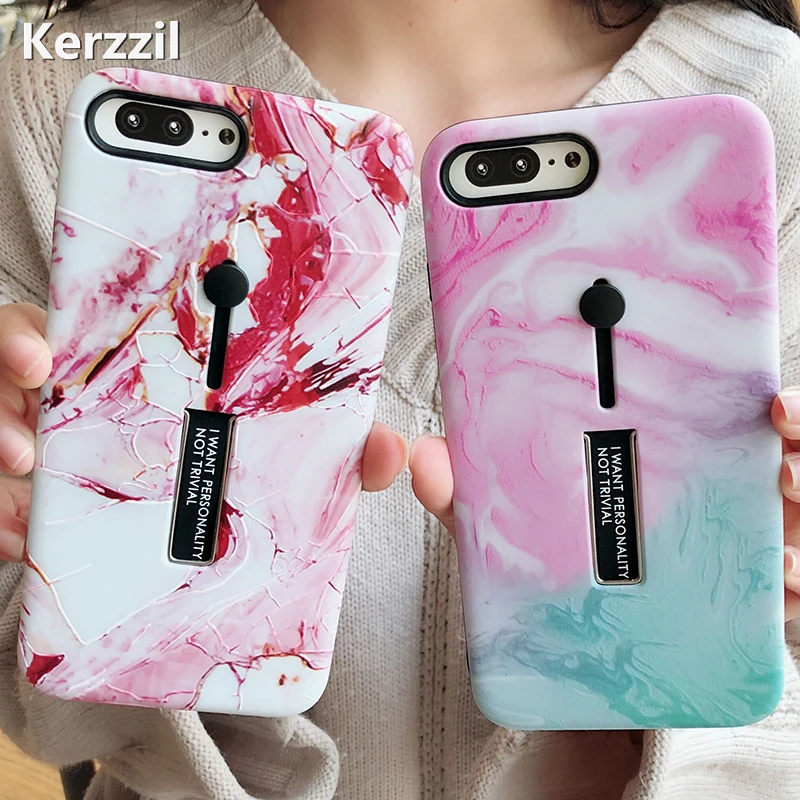 Мягкий силиконовый чехол Kerzzil с мрамором для iPhone 7 Plus чехол-подставка X 8 6 6s задняя