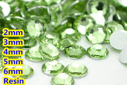 

Peridot Color 2mm,3mm,4mm,5mm,6mm Facets Flat Back Resin Rhinestone Nail Art Gems Decoration