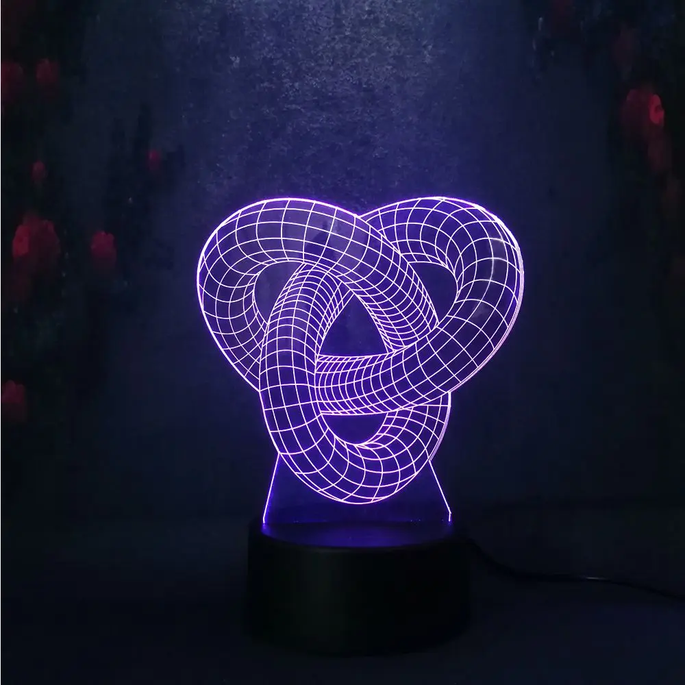 Double Ring 3D Night Light Visual Creative Dynamic Alternating LED luminous small table bedroom cafe lamp birthday holiday gifts | Лампы и