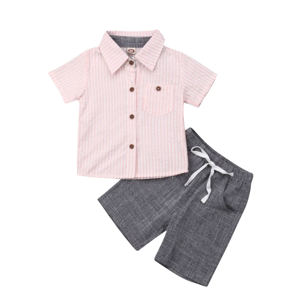 

1-5T Little Boys Summer Gentlemen Outfits Toddler Kids Baby Boy Stripes Shirt Top Shorts Clothes Outfit
