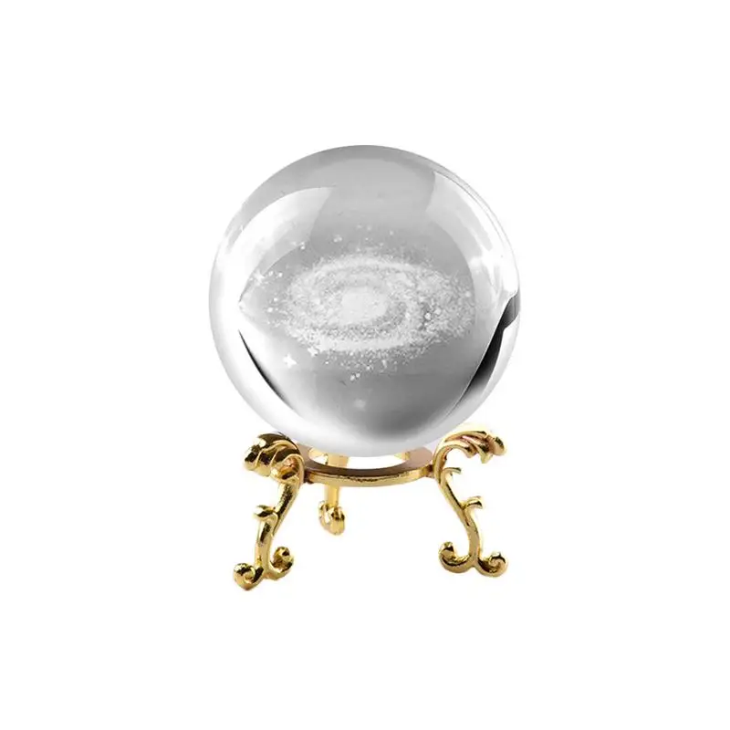 S Golden bracket Миниатюры Млечный Путь галактика хрустальный шар 3D лазерной гравировкой кварцевый стеклянный шар Сфера домашнего рабочего стола украшения аксессуары Подарки - Цвет: S Golden bracket